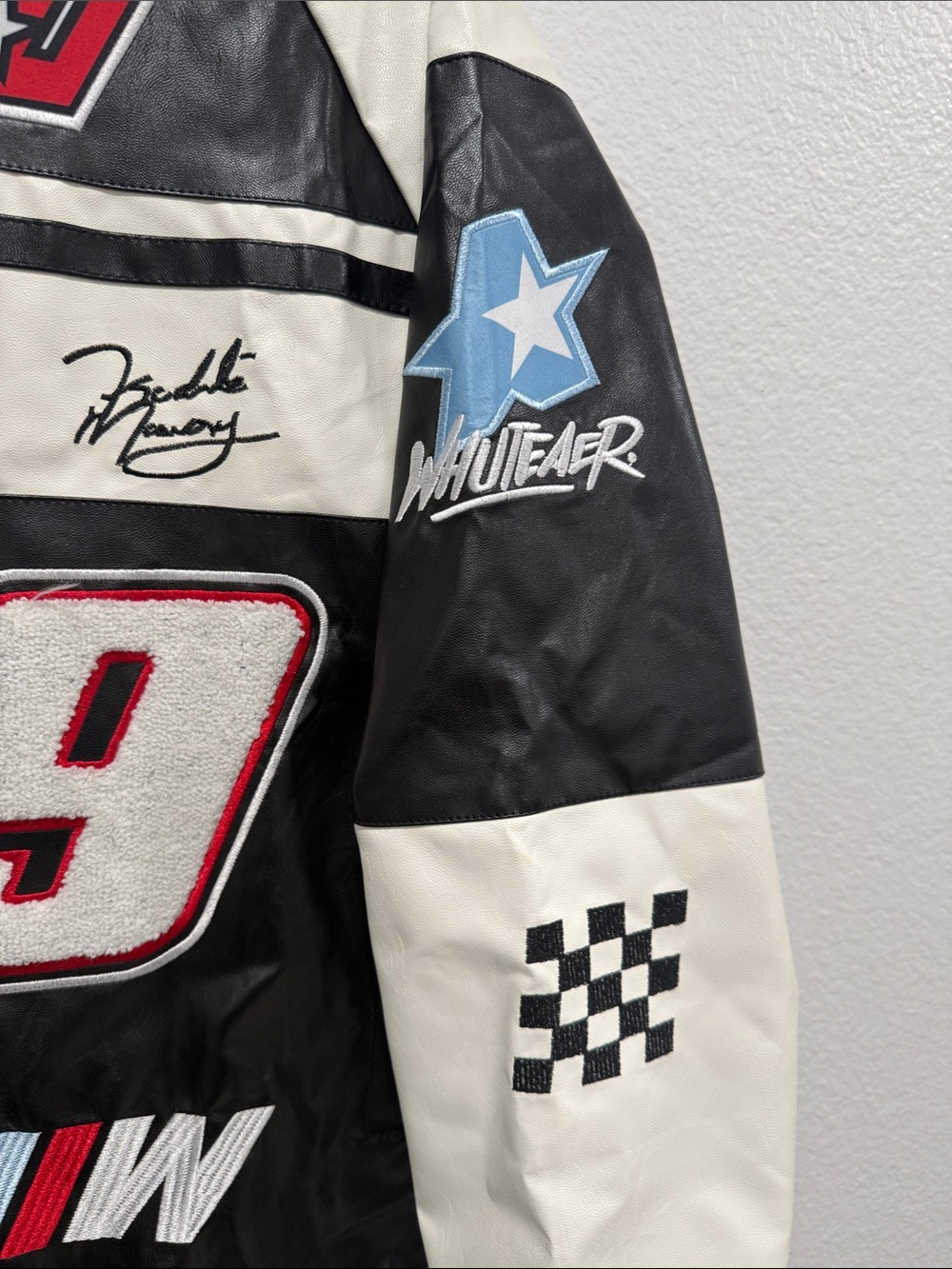 Fashion Nova Racing Patch Bomber Jacket - Picture 3 of 6